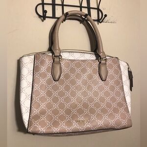 Nine West Beige & White Patterned Satchel Bag